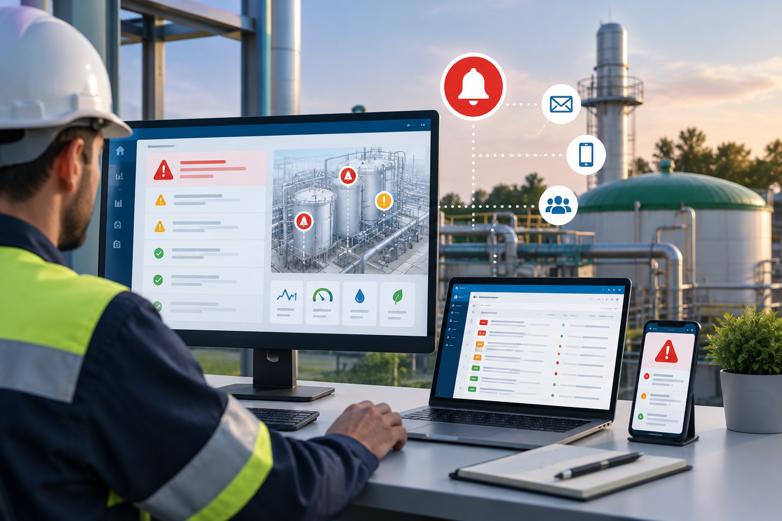 Gestione di allarmi e notifiche con Green Industrial Plant